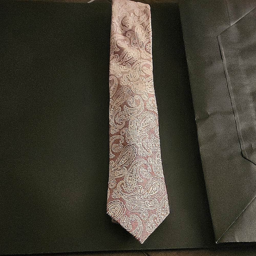 Elegant Paisley Tie in Pink and Silver
